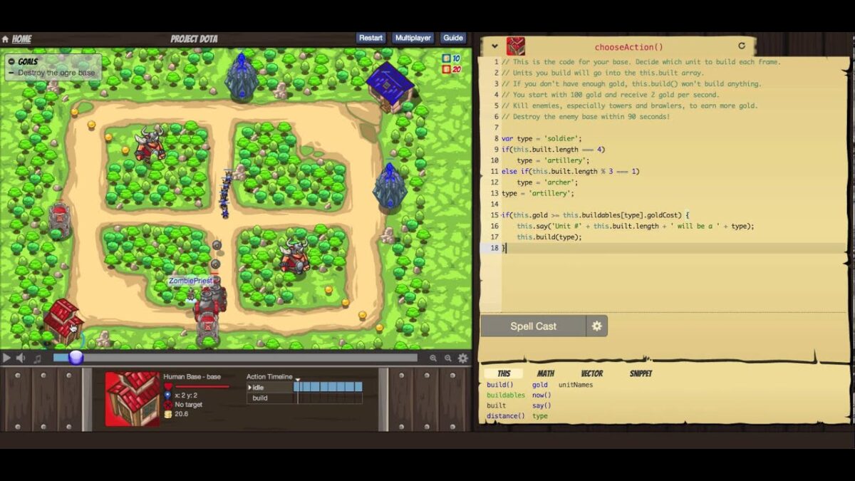 CodeCombat coding interface