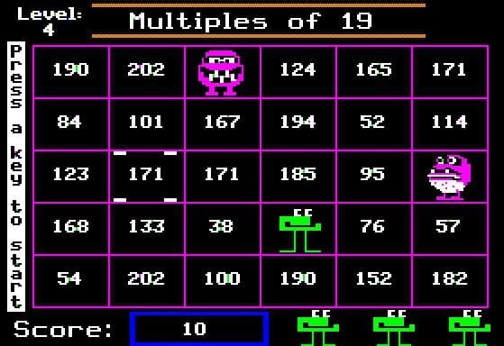 Number Munchers game screen