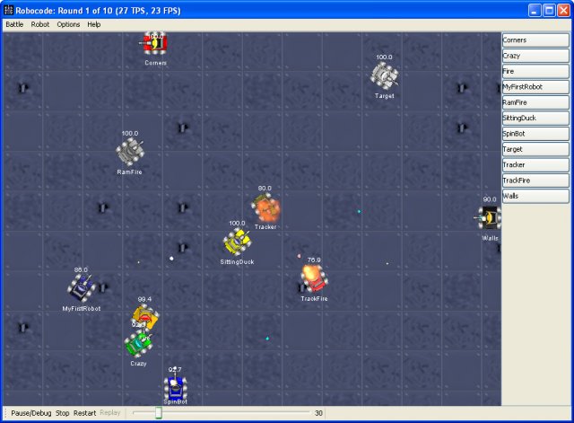 Robocode tank battle simulation