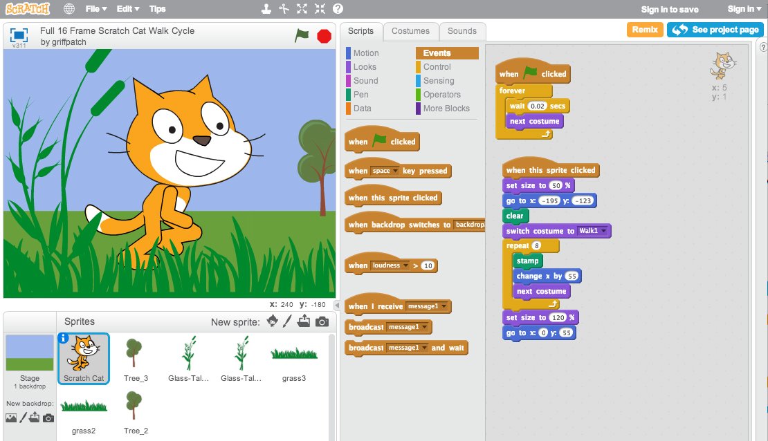 Scratch blocks and stage