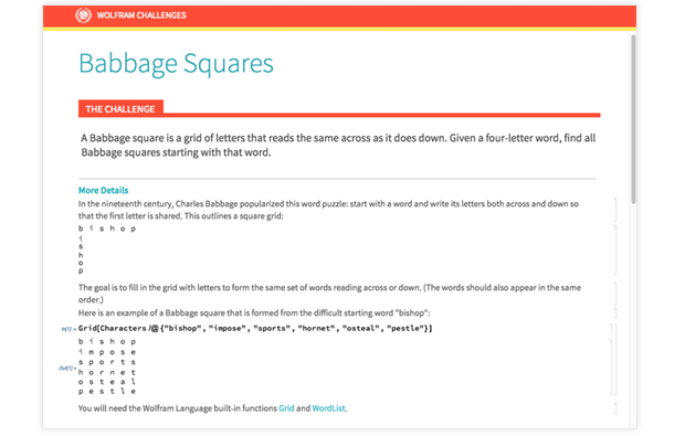 Wolfram Challenges Screenshot